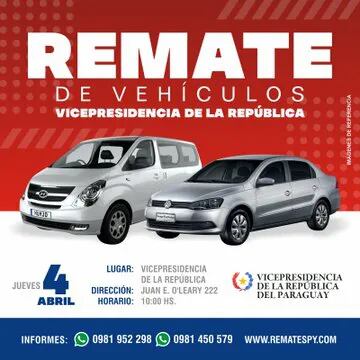 El jueves 4 de abril los interesados tendrán la posibilidad de adquirir un vehículo en el remate que realizará la Vicepresidencia de la República.