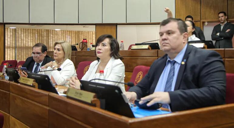Los senadores entregados al cartismo Edgar López, Hermelinda Alvarenga, Noelia Cabrera y Dionisio Amarilla.