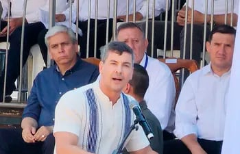 El presidente Santiago Peña en el acto de inauguración de la Expo Canindeyú 2024 en La Paloma del Espíritu Santo.