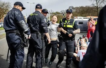 Detuvieron a la activista climática Greta Thunberg durante una protesta en Países Bajos.