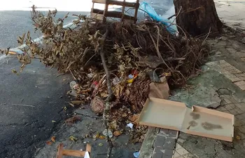 La Municipalidad no retira la basura acumulada en plena bicisenda.
