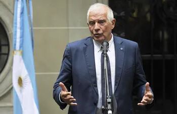 El jefe de la diplomacia de la UE, el español Josep Borrell, durante una conferencia ofrecida en Argentina.  (AFP)