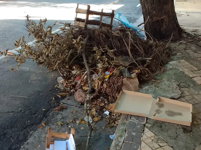 La Municipalidad no retira la basura acumulada en plena bicisenda.