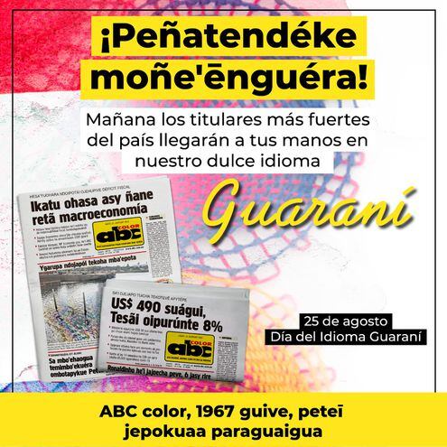 Mañana, los principales titulares de ABC Color estarán escritos en guaraní