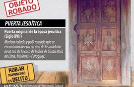 Roban patrimonio cultural jesuítico de Santa Rosa Misiones.