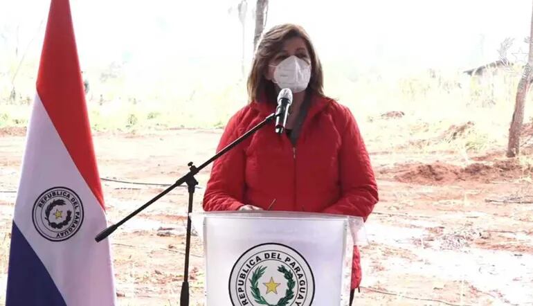 Blanca Ovelar durante un discurso en Concepción, hoy.