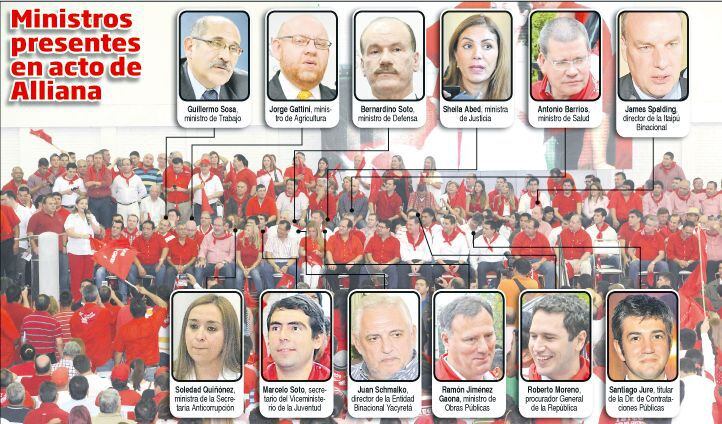 Gabinete, “arreado” para acto del candidato oficialista a la ANR