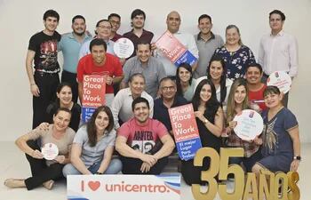 Great Place to Work otorgó la certificación a Unicentro como uno de los mejores lugares para trabajar en Paraguay.