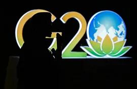Logo de la Cumbre del G20 en Nueva Delhi. La cita de los líderes de países desarrollados inicia este fin de semana. (AFP)
