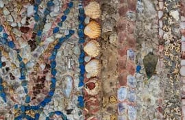 Mosaicos descubiertos en una lujosa casa romana cerca del Coliseo en Roma, Italia.