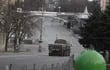 Zona de la plaza de la Independencia de Kiev, capital de Ucrania. La ciudad está vacía. Solo las fuerzas militares circulan por las avenidas.
