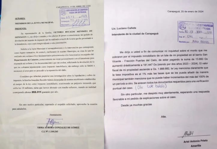 Dos denuncias recibió el intendente Luciano Cañete (ANR-HC) de los contribuyentes, pero se llama a silencio.