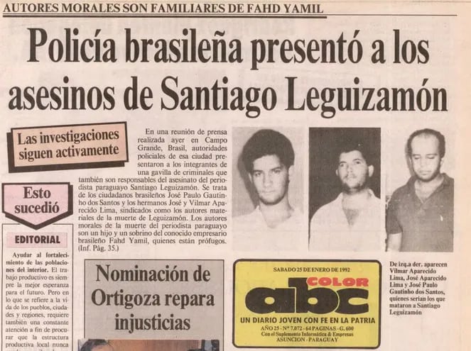 Publicación de archivo con los nombres de los responsables de la muerte de Santiago Leguizamón quienes siguen impunes.