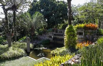 Fotografía de los jardines en el sitio Burle Marx en Río de Janeiro (Brasil). El sitio Burle Marx, el jardín botánico brasileño que cuenta con una de las mayores colecciones de plantas tropicales y subtropicales del mundo.