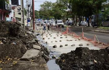 La revitalización de la avenida Fernando de la Mora debía estar lista en julio del año pasado.