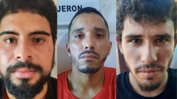 Los presuntos miembros del PCC, identificados como Joao Arthur Da Silva (29) Cristhian Netto (22) y Lucas Almeida Dos Santos (19) todos ya trasladados a la capital para su extradición.
