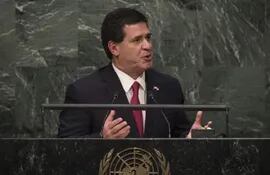 Horacio Cartes, durante su discurso en la ONU en 2015.