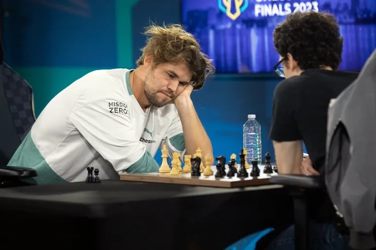 Carlsen vs Caruana, Toronto 2023 (Foto Thomas Tischio Chess).