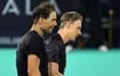 Nadal y Shapovalov se enfrentaron en la exhibición. (AFP)
