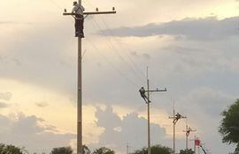 Líneas de distribución eléctrica, del Chaco Central, de cuyo mantenimiento se encargan las cooperativas.