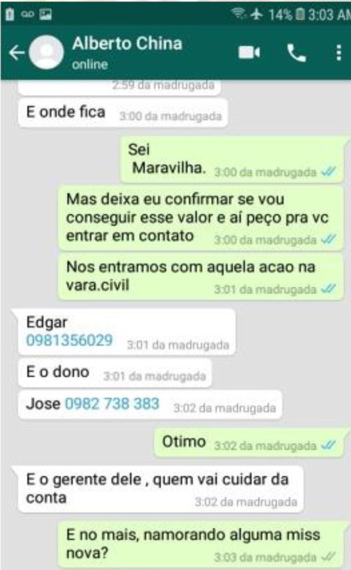 Mensajes de WhatsApp entre Cogorno y Messer. Allí, el paraguayo le indica los contactos en FE Cambios para abrir una cuenta.