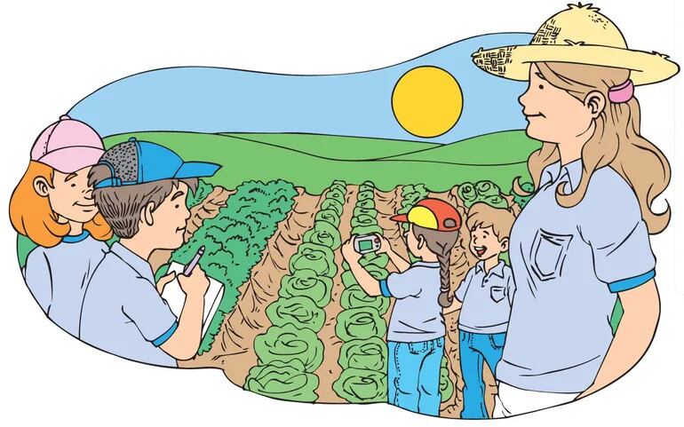 niños huerta clipart