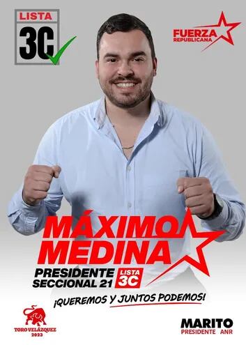 Afiche de la candidatura de Máximo Medina.