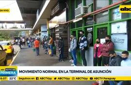 En la Terminal de Asunción se reporta un movimiento normal, tras el aumento de pasajeros debido a la habilitación de viajes al interior.
