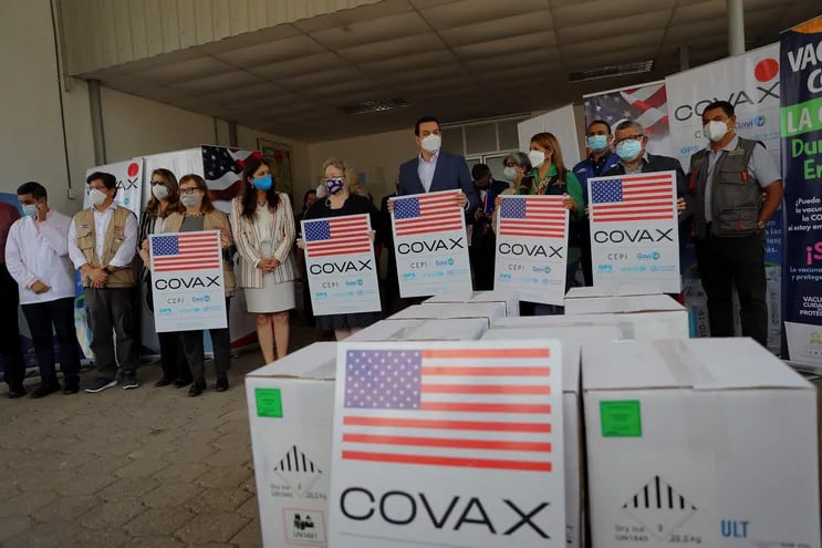Lote de vacunas contra el Covid-19 donadas por EEUU a través del mecanismo Covax de la Organización Mundial de la Salud, en Tegucigalpa (Honduras).