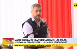 Mario Abdo anuncia vacunación en las aulas
