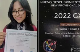 Una adolescente de Bolivia descubrió un asteroide y la NASA la felicitó.