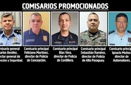 Carlos Benítez, Feliciano Martínez, Blas Vera, Sebastián Ramírez e Ignacio Muñoz, algunos de los comisarios promocionados.