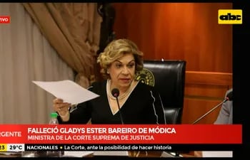 Falleció Gladys Bareiro de Módica, ministra de la Corte Suprema de Justicia