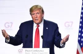 Donald Trump, presidente de los Estados Unidos, durante una conferencia de prensa en Biarritz, Francia.