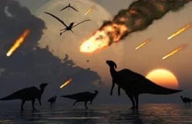 Imagen ilustrativa. Dinosaurios durante la caída del asteroide.
