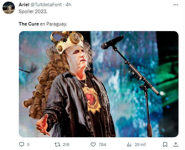 Memes que usuarios de redes sociales compartieron sobre el concierto de The Cure que se realizará el 7 de diciembre en el anfiteatro José Asunción Flores de San Bernardino, un día antes de las festividades de la Virgencita de Caacupé.