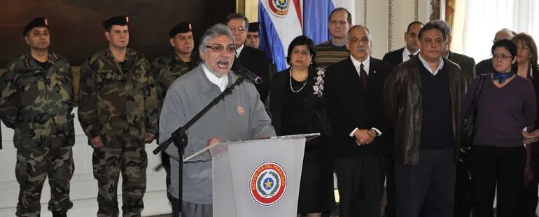 Fernando Lugo ofrece su último discurso como presidente de la República en la tarde del 22 de junio del 2012, en Palacio de López.
