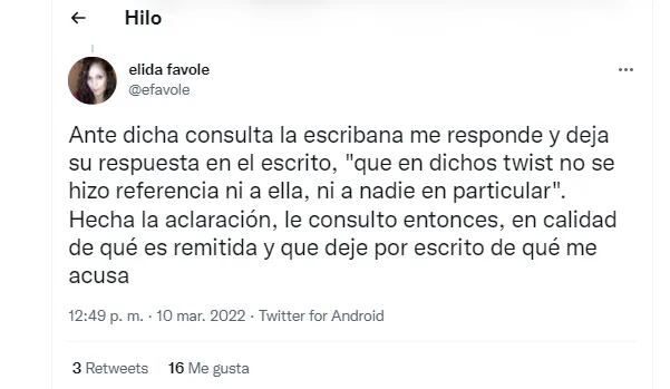 Élida Favole, se ratificó en todas sus denuncias sobre supuestos narcopolíticos.