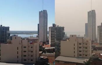 Un comparativo de cómo se veía el centro capitalino en abril de este año y cómo se viste hoy. Foto de Maripili Alonso.