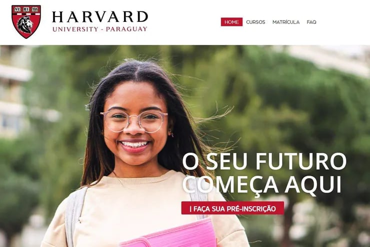 Portal de “Harvard University” con extensión PY en el que se ofrece la carrera de medicina.