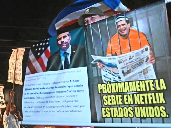 Manifestación contra Horacio Cartes el 2 de agosto de 2022.