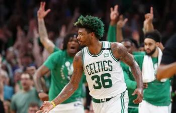 Marcus Smart de Boston Celtics celebra contra los Bucks. AFP