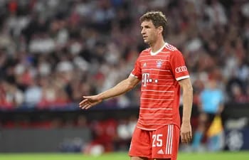 Thomas Müller, durante el partido de Bayern contra Barcelona del martes pasado.