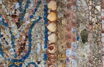 Mosaicos descubiertos en una lujosa casa romana cerca del Coliseo en Roma, Italia.