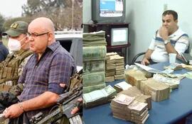 A la izquierda, foto actual de Kassen Mohamad Hijazi, cuando fue detenido. A la derecha, tras su primera detención en el 2004, con una pila de dinero.