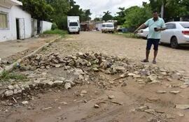 Empedrado en mal estado en Ceibo, en zona Ita Enramada de Asunción.