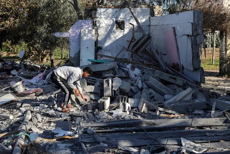 Escombros de las casas destruidas por los bombardeos israelíes en Rafah, en el sur de la Franja de Gaza.