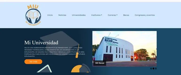 Página web sobre universidades ofrece información sobre ofertas académicas en instituciones privadas.