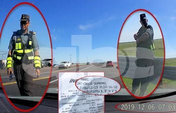 Orr presentó fotos tomadas por la cámara de su vehículo. En las imágenes quedó registrado el horario en el que pasaron por la barrera de la Caminera.