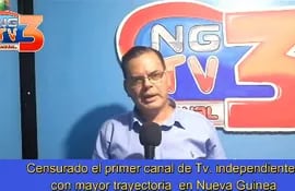 Carlos José Suárez Jaime, anunciando el cierre del canal NGTV3 de Nicaragua.